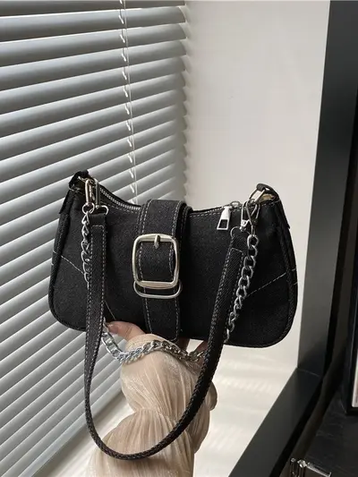 Kleine quadratische Damenhandtasche mit Kettenriemen, Leichtluxus-Optik, Herbst 2025 - 2