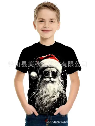 Kinder-T-Shirt mit Weihnachtsmotiv, Kurzarm - 10