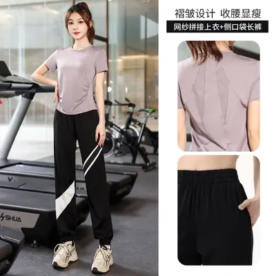 Professional Gym Yoga Wear for Women Quick-Dry Clothing 2025 New Fitness Wear Loose Sports Set Mesh Cover-Up Blouse