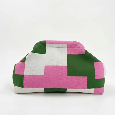 Große Kosmetiktasche aus Strickgitter, Gelb-Khaki