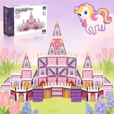 Pink Castle Magnetic Building Blocks Toy for Girls - 2