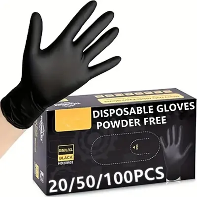 Disposable Black Nitrile Gloves for Kitchen and Dishwashing, Waterproof