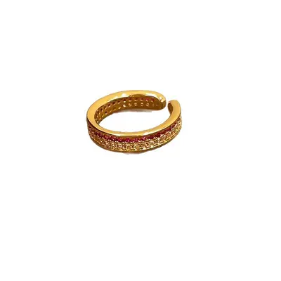 Goldener Zirkonia-Ring, lila, aufwendig gearbeitet - 5