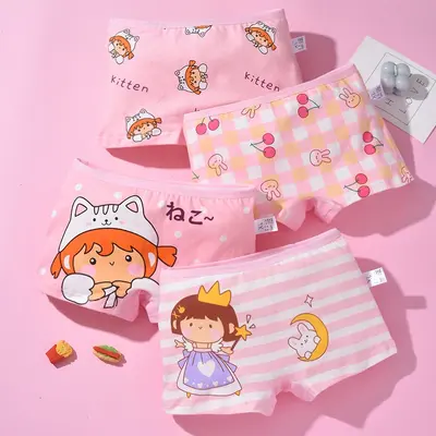 Grenzüberschreitend etikettierte Kinderunterhosen aus 100% Baumwolle, atmungsaktive Boxershorts für kleine und mittlere Kinder, Schüler-Mädchen-Slips, Baby-Unterhosen