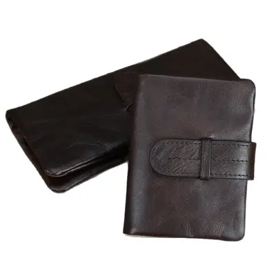 Oil Wax Genuine Leather Men's Short Wallet, Retro Multi-Card Cowhide - 6