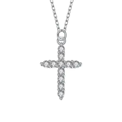 Silber-Kreuzkette Zirkon-Details Damen-Halskette - 5