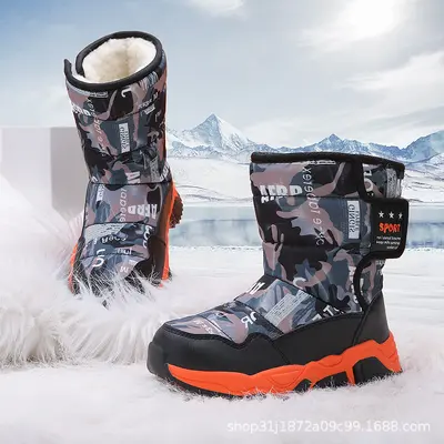 Children's Winter Snow Boots, Plush Lined, Waterproof, Large Sizes - 7