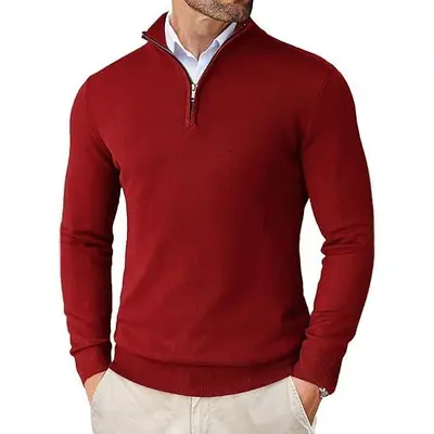 Herren Halbreißverschluss-Strickpullover, Slim Fit, dünne Basisschicht - 8