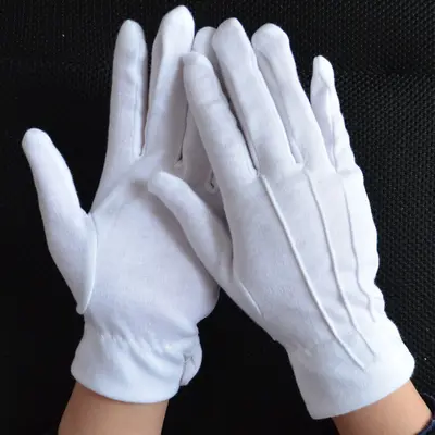 Rückenstreifen-Handschuhe mit Schnalle, Zeremonienhandschuhe, Baumwoll-Dreistreifen-Handschuhe, Handschuhe für Verkehrsregler, Fahrer, Vorführungen, Sicherheitspersonal und Concierge