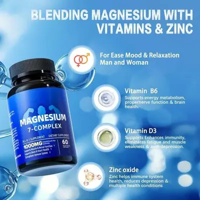 Magnesium Capsules, Nutritional Supplement for Energy and Reducing Body Fatigue - 3