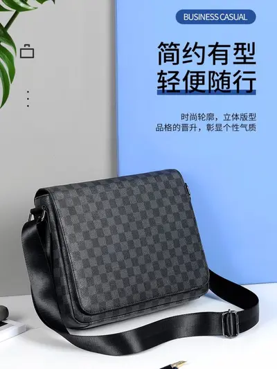 ChuongKaiye Herren-Umhängetasche, Business und Freizeit, koreanischer Stil, Karomuster