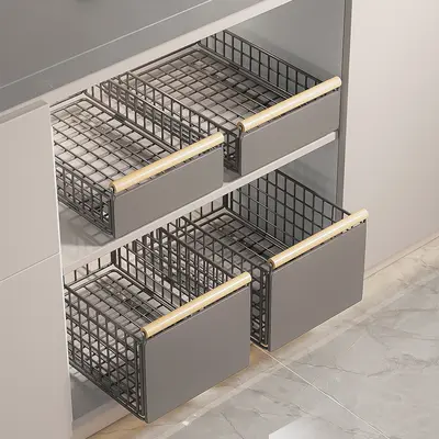 Amazon grenzüberschreitende Küchen- und Badezimmer-Wohnzimmerschrank multifunktionale faltbare Schublade Aufbewahrungskorb Gewürz- und Verschiedenes-Lagering
