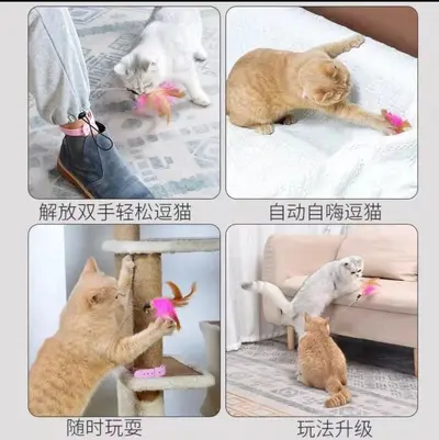 Adjustable Cat Toy Collar with Feather Bell, Self-Play - 5