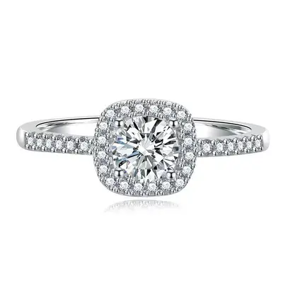 Moissanite square ring, luxury gemstone women's ring - 7