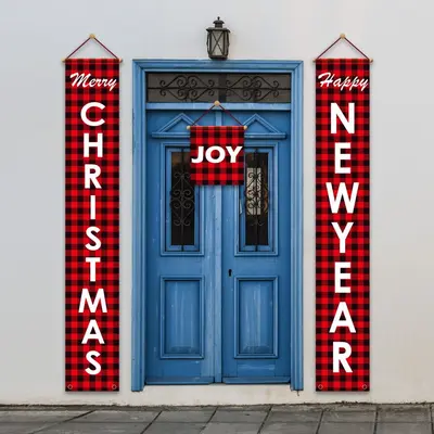 Christmas Door Couplet Set with Printed Backdrop Cloth - 7
