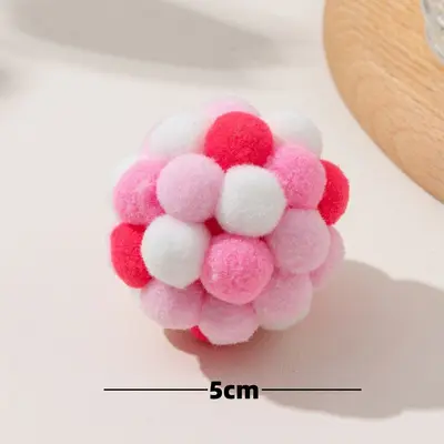 Colorful Fur Ball Cat Toy, Silicone Interactive Chase Ball - 9