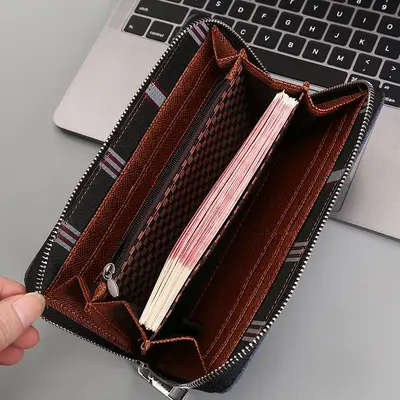 Men's Long Wallet with Large Capacity, Multi Card Slots and Zip Phone Compartment - 5