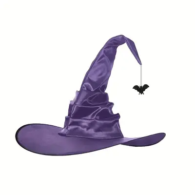 Black Pleated Witch Hat, Funny Halloween Costume Accessory - 8