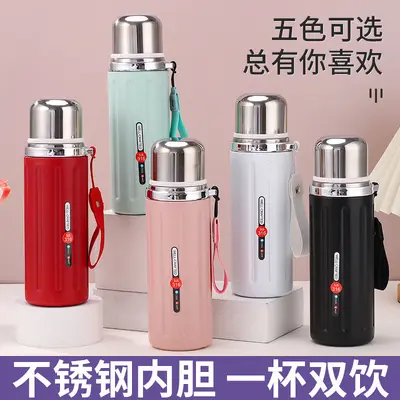 316 paslanmaz çelik termos, 1 litre kapasiteli, askılı outdoor şişe - 1