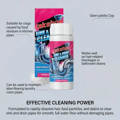 JAKEHOE Sink Drain Pipe Cleaner Kitchen Household Sewer Pipe Clog Remover Portable Drain Cleaner