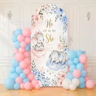 Milk Silk Stretch Arch Door Cover, for Gender Reveal and Baby Welcome Parties