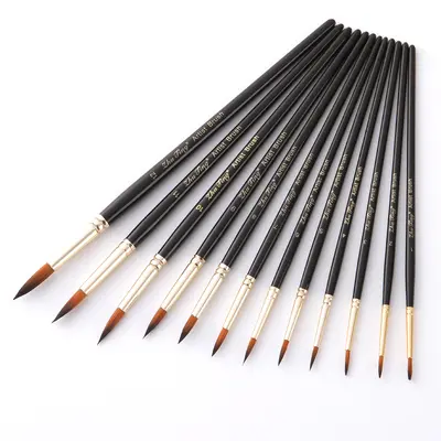 Aquarellstifte, 12er Set, zweifarbige Nylonhaare, Rundspitze
