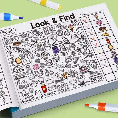 Children's Spot the Difference Coloring Book with Early Learning Flash Cards - 4