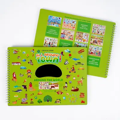 Children's Sticker Book with Cute Animals and Colorable Scenes - 7