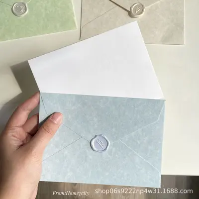 Macaron Color Lamb Leather Pattern Envelope and Greeting Card Set, Holiday Gift - 8
