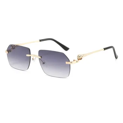 Frameless Leopard Print Driving Sunglasses for Men, UV Protection Metal - 8