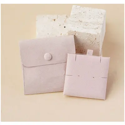 Microfiber Flip-Top Snap Jewelry Pouch Travel Portable Accessory Bag with Inner Card Necklace Earring Dust-Proof Storage Bag