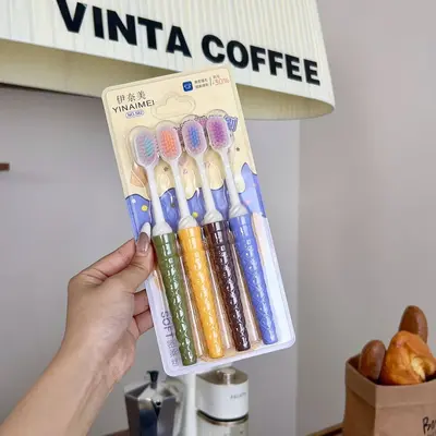 Diş fırçası, 6 adet set, geniş başlık, yumuşak kıllı - 5