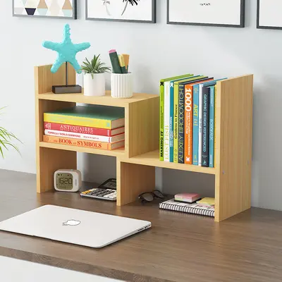 Multi-Tier Desktop Bookshelf Organizer Standing Book Stand