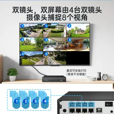 4k800万像素PoE网络球机监控设备套装双镜头全景视角臻全彩