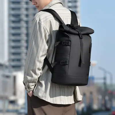 Retro Large-Capacity Men's Backpack with Laptop Compartment - 3