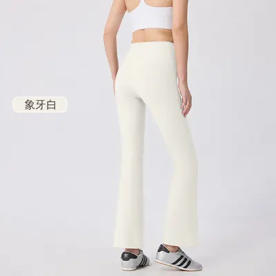 Women's yoga pants, high waist, fitted, wide leg, autumn-winter - 10