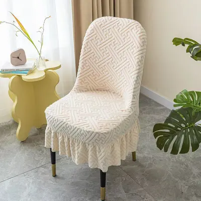 Evrensel Yay Şeklinde Sandalye Kılıfı Dört Mevsim Elastik Kalın Ananas Desen Yay Şeklinde Ev Tipi Dış Ceket Yemek Sandalyesi Kılıfı - 8