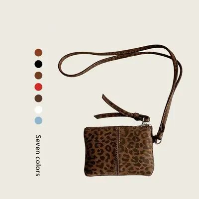 Women's Suede Coin Purse, Neck-Strap Mini Bag with ID Card Slot, Korean Style 2026