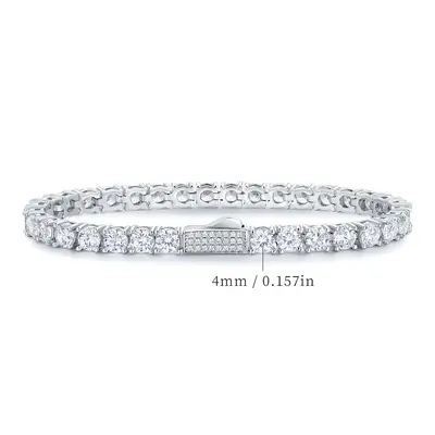 4 mm zirkon tenis bilekliği, yaylı tokalı, moda tasarım - 7