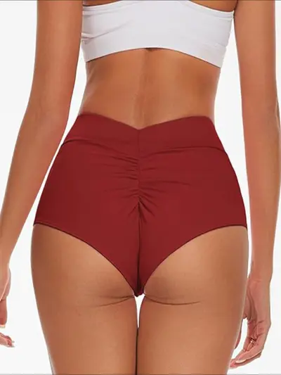 Damen-Yoga-Shorts, hohe Taille, Po-Lift, V-Rücken