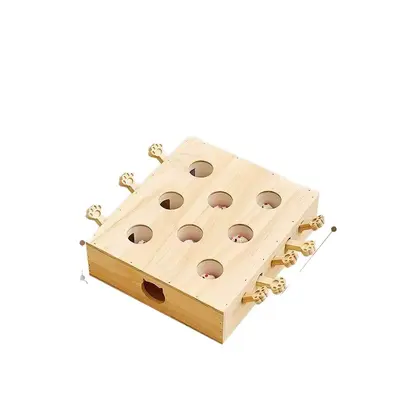 Solid Wood Cat Whack-a-Mole Toy, Interactive Educational Cat Toy - 6