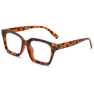 Anti-Blue Light Square Metal Eyeglass Frame for Women, Clear Lens - 10