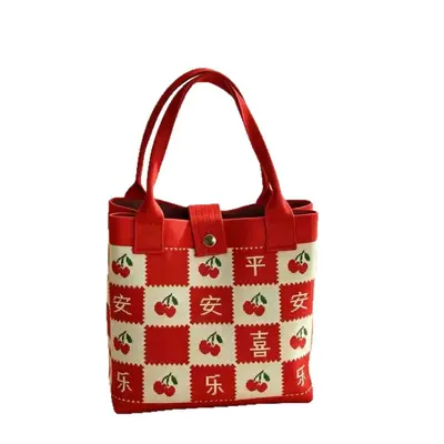 Korean-style commute large capacity knitted tote bag holiday gift New Year souvenir gift bag handbag hand-carry shoulder bag - 8
