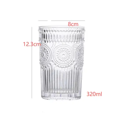 Sunflower Pattern Embossed Glass Cup, Summer Water Glass - 8