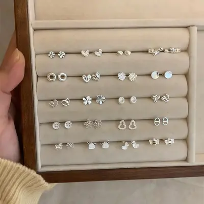 S999 Silberohrring klein elegant reines Silber hochwertiges Gefühl Perlenschmuck Ohrringe ohrlochdehnung schlafen verschleißfest Ohrknorpelstecker Ohrstecker