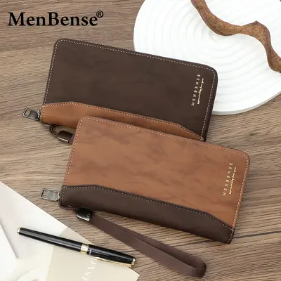 Men's Long Wallet, Matte Patchwork, Multifunctional Clutch Bag - 1
