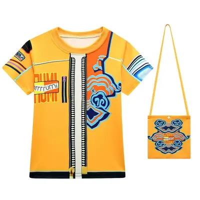Cosplay Mädchen Kurzarm Faltenrock mit Tasche Dreiteiler - 7