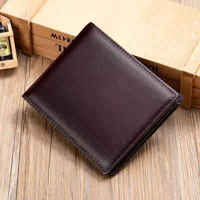Marant Men's Short Wallet, First-Layer Cowhide Leather, Bi-Fold, Anti-Magnetic - 6