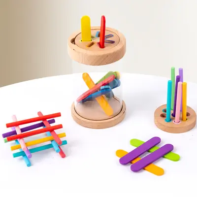 Wooden Montessori rod for children's sensory education, learning color classification, sensory educational toy, travel game stick.