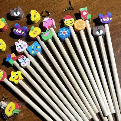 HB Pencil Set with Eraser Tops, Cartoon Design for Children - 11